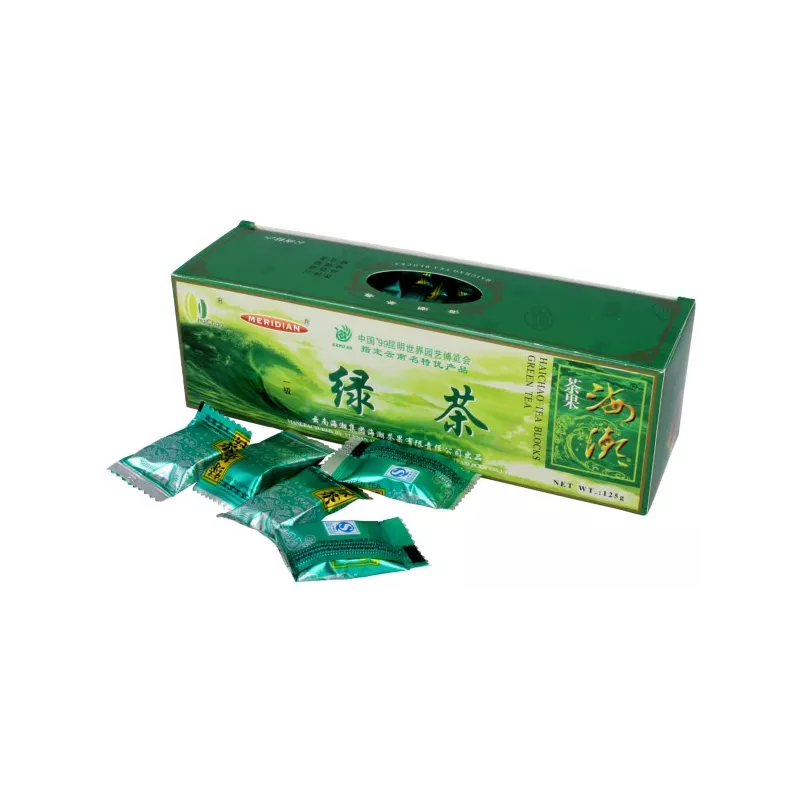 MERIDIAN HERBATA ZIELONA PRASOWANA W KOSTKACH 125G