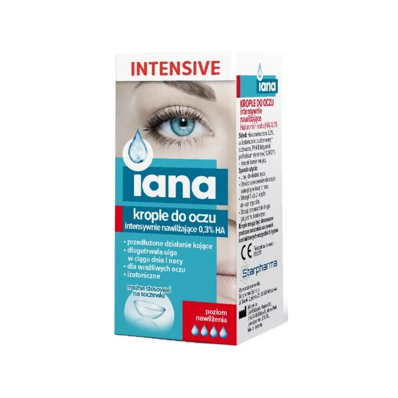 IANA NAWILŻAJĄCE KROPLE DO OCZU INTENSIVE 0,3% HA IANA NAWILŻAJĄCE KROPLE DO OCZU INTENSIVE 0,3% HA