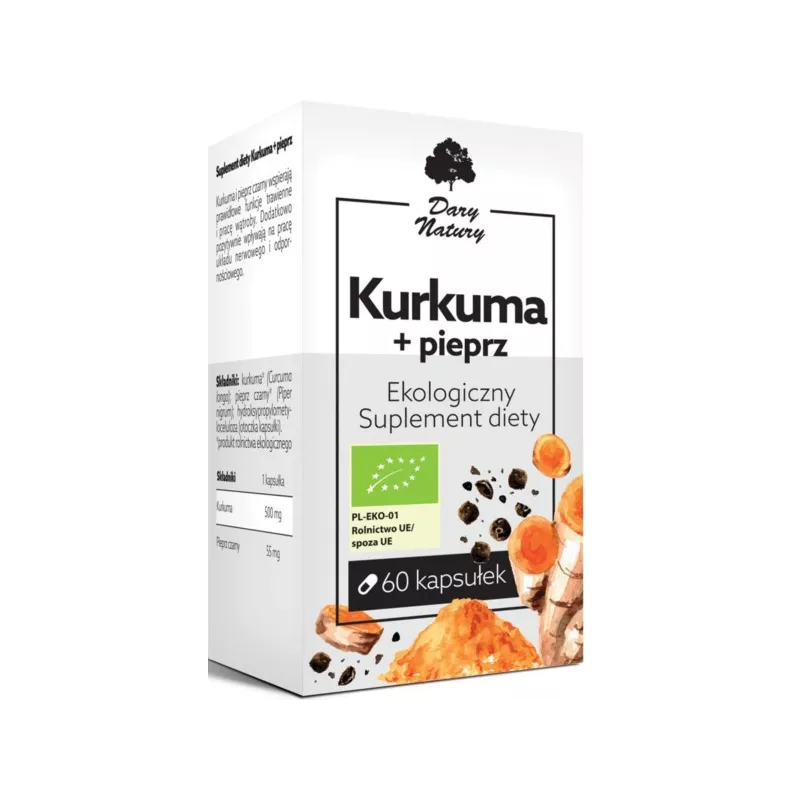 DARY NATURY KURKUMA + PIEPRZ EKO 60 KAPS.