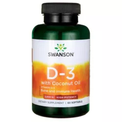 Swanson Witamina D3 2000IU z olejem kokosowym 60