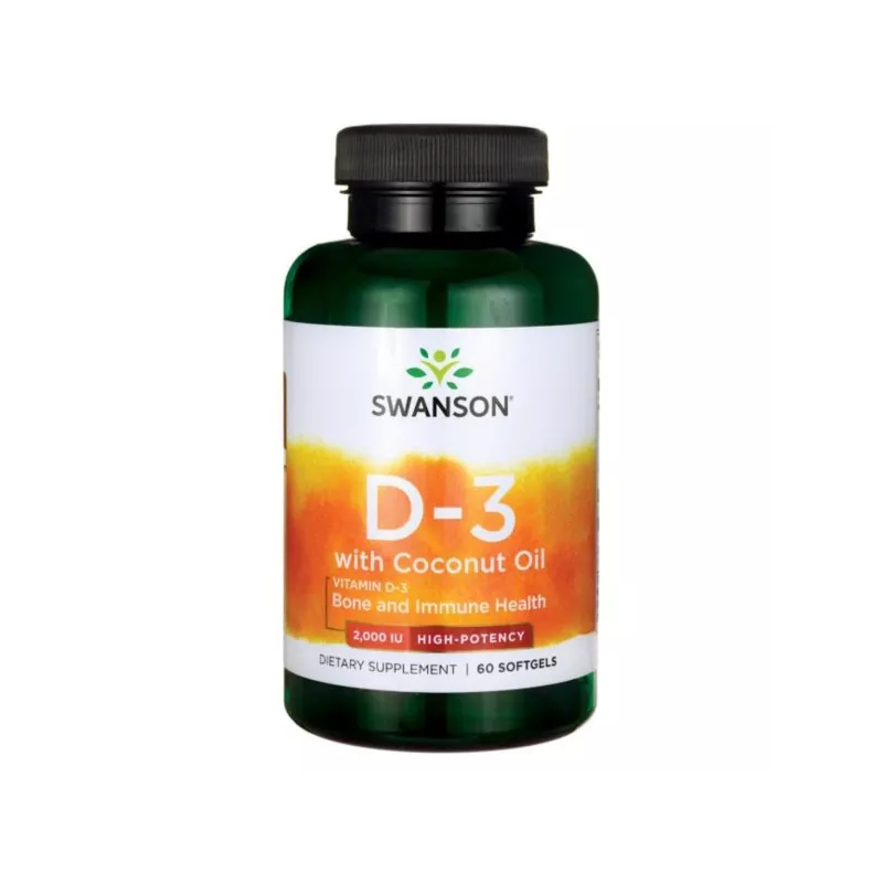Swanson Witamina D3 2000IU z olejem kokosowym 60 Swanson Witamina D3 2000IU z olejem kokosowym 60