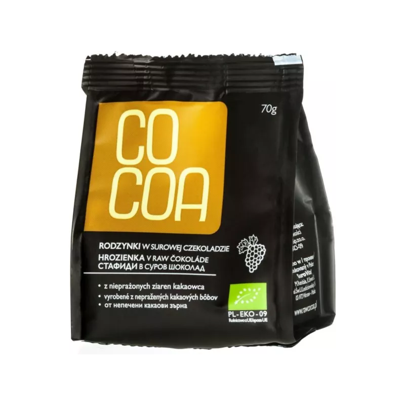 Cocoa Rodzynki w surowej czekoladzie BIO 70g Cocoa Rodzynki w surowej czekoladzie BIO 70g