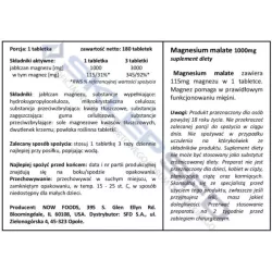 Now Foods Magnesium Malate 1000mg 180 tab