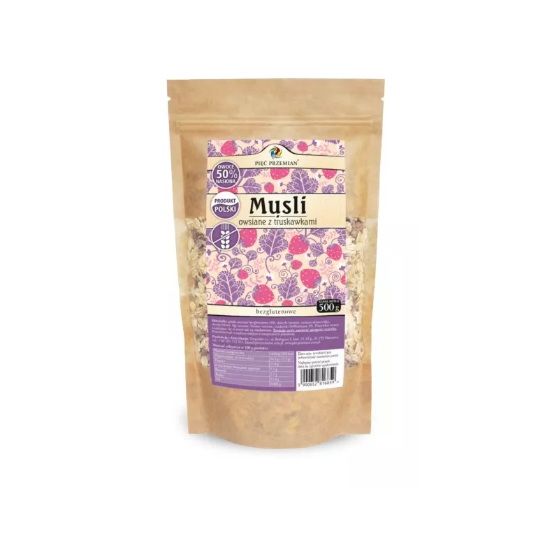 Pięć Przemian Musli owsiane z truskawkami 500g
