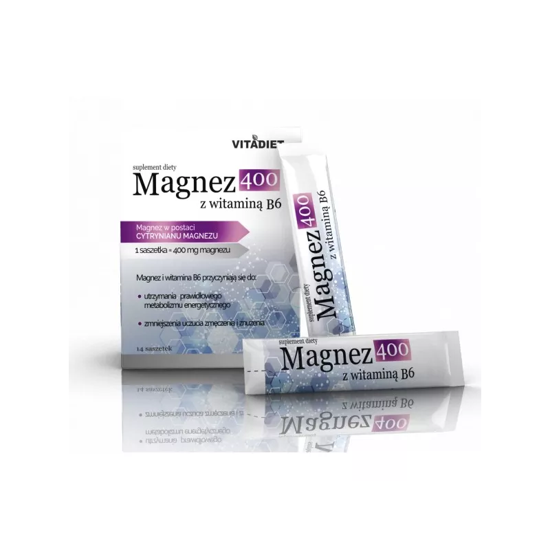 Vitadiet Magnez 400 z witaminą B6 14 saszetek Vitadiet Magnez 400 z witaminą B6 14 saszetek
