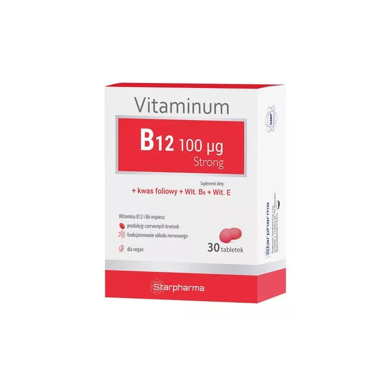 Starpharma Vitaminum B12 100 µg Strong 30 kapsułek Starpharma Vitaminum B12 100 µg Strong 30 kapsułek